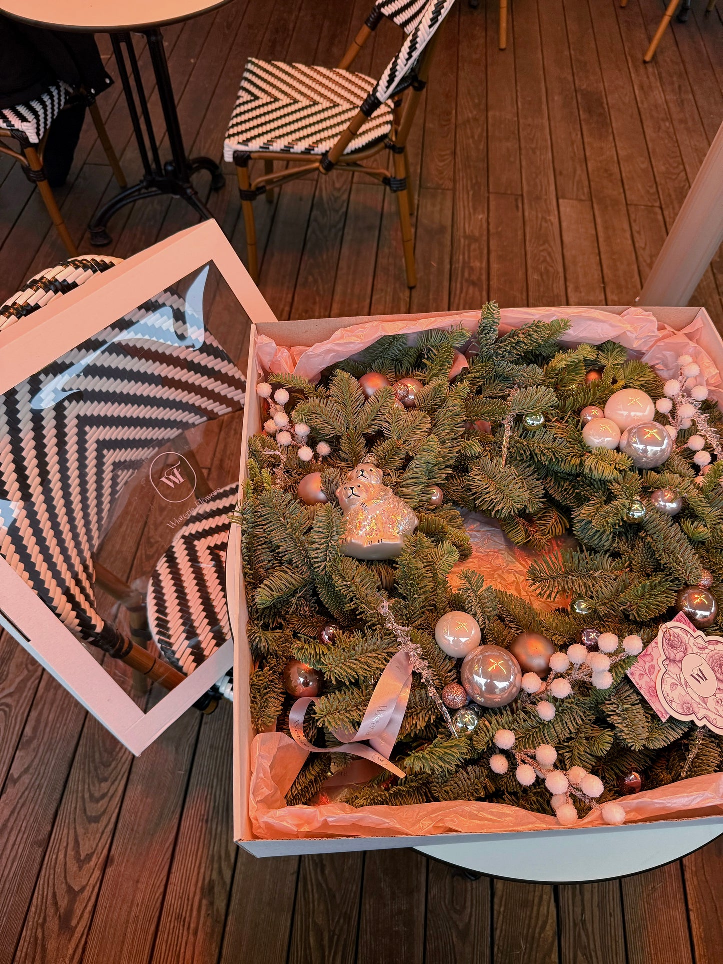 Powder Pink Christmas Wreath