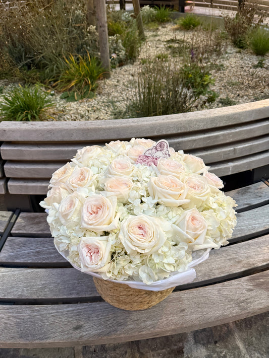 Ivory Rose Basket